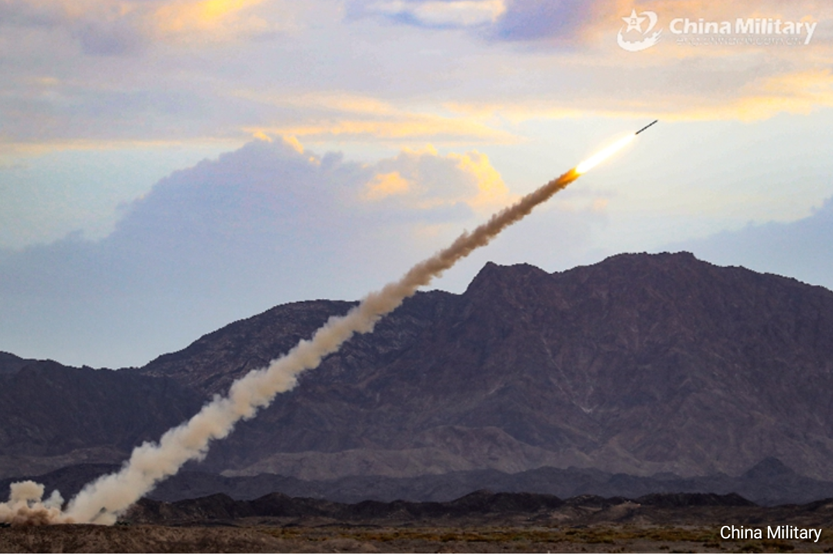 PLA 71st Group Army launches rockets at mock targets during a round-the-clock live-fire operation in northwestern China's Gobi desert on July 15, 2020- China Military
