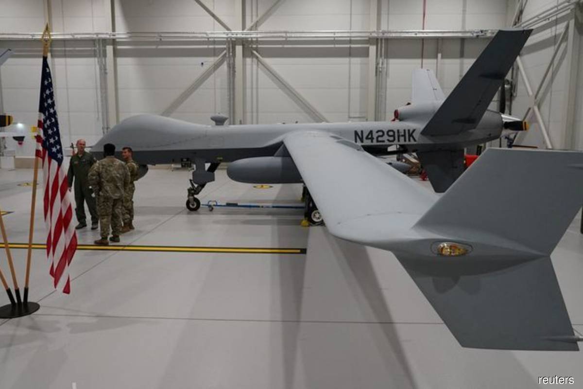A US Air Force MQ-9 Reaper drone seen sitting in a hanger at Amari Air Base, Estonia on July 1, 2020. (Reuters filepix by Janis Laizans)
