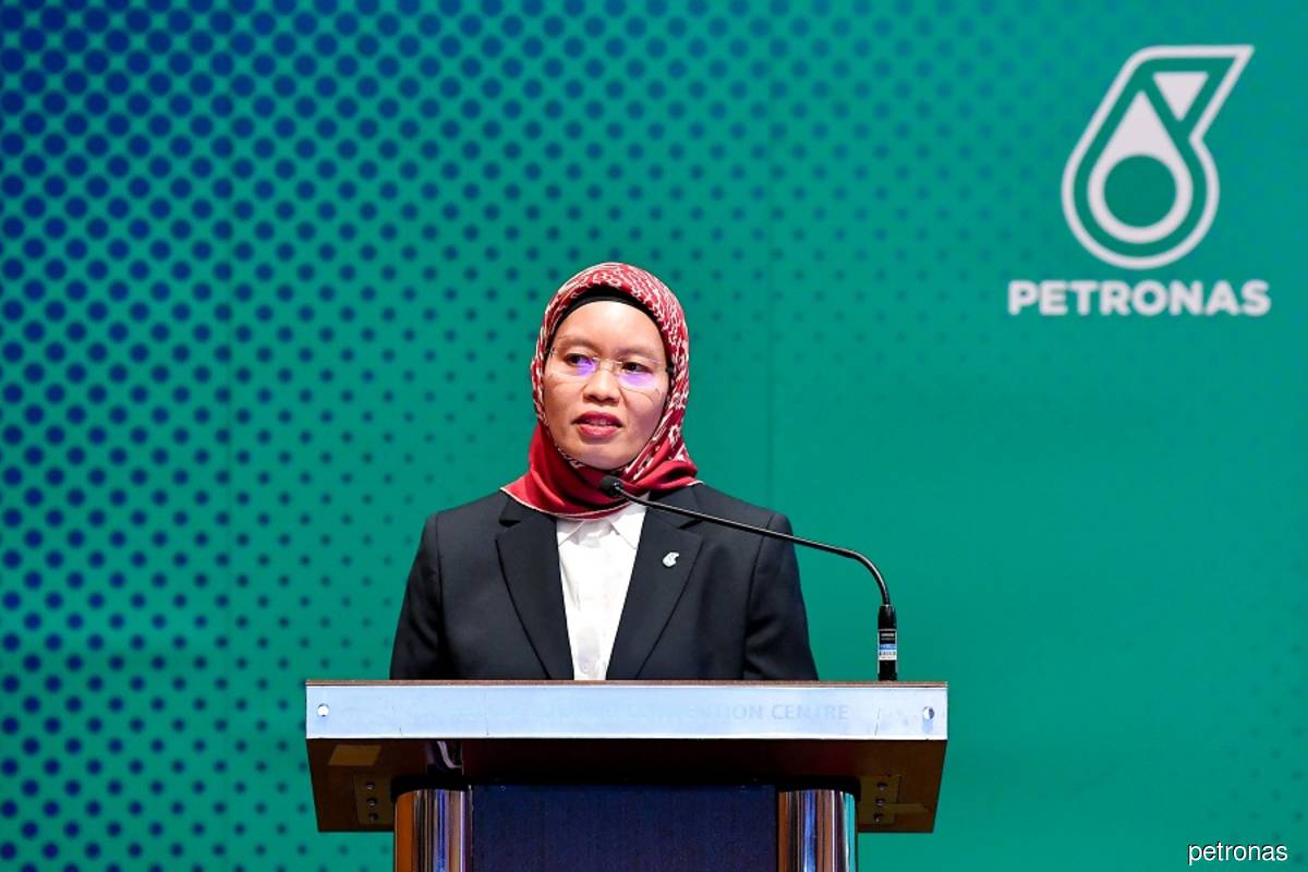Petronas CFO Liza Mustapha speaks at MIDF Conversations virtual event on Thursday, June 9, 2022. (Photo credit: Petronas)