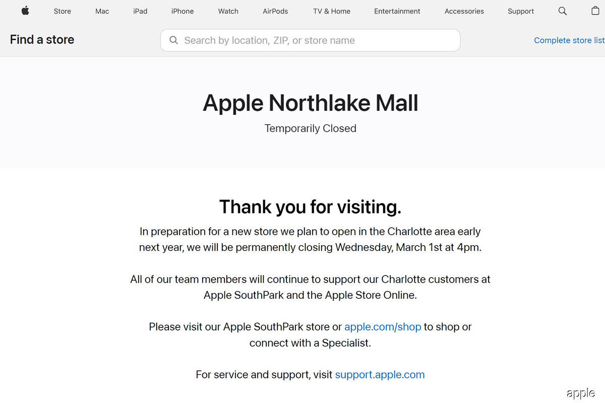 Apple abruptly shutters store in North Carolina after shootings