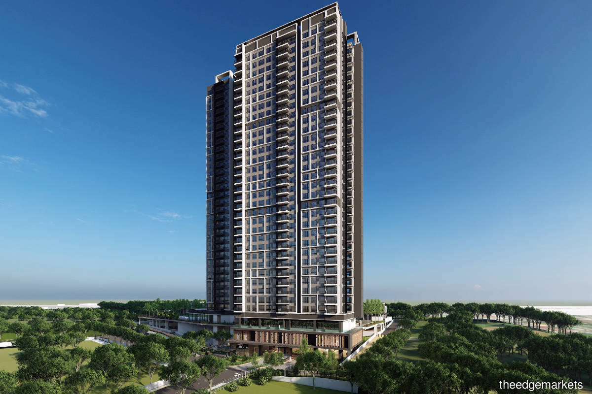 An artist’s impression of Alishan Residences, which will comprise 240 condo units in a 33-storey tower and 15 double-storey link villas (Photo by Sunway Property)
