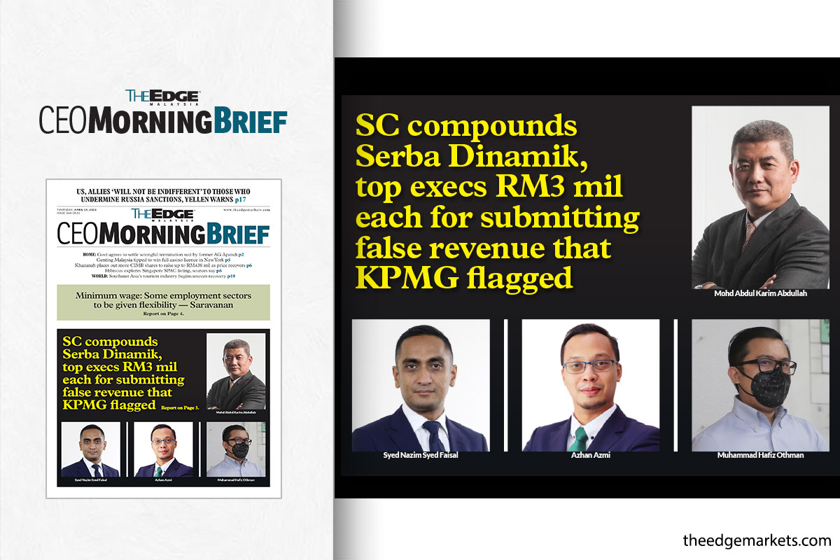 SC compounds Serba Dinamik, top execs RM3 mil each for submitting false revenue that KPMG flagged