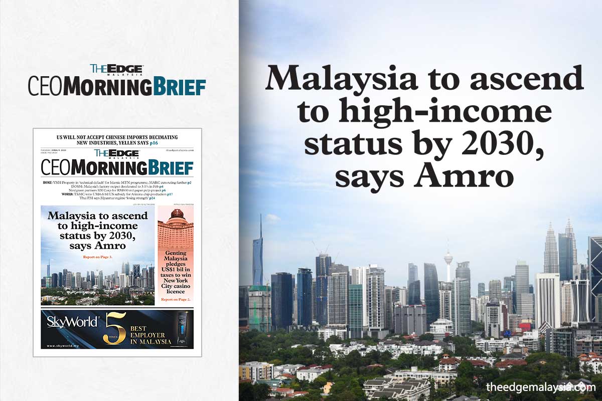 Amro表示马来西亚将在2030年跻身高收入国家行列