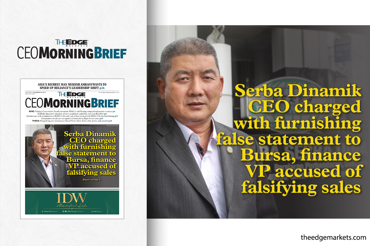 Serba Dinamik CEO charged with furnishing false statement to Bursa, finance VP accused of falsifying sales