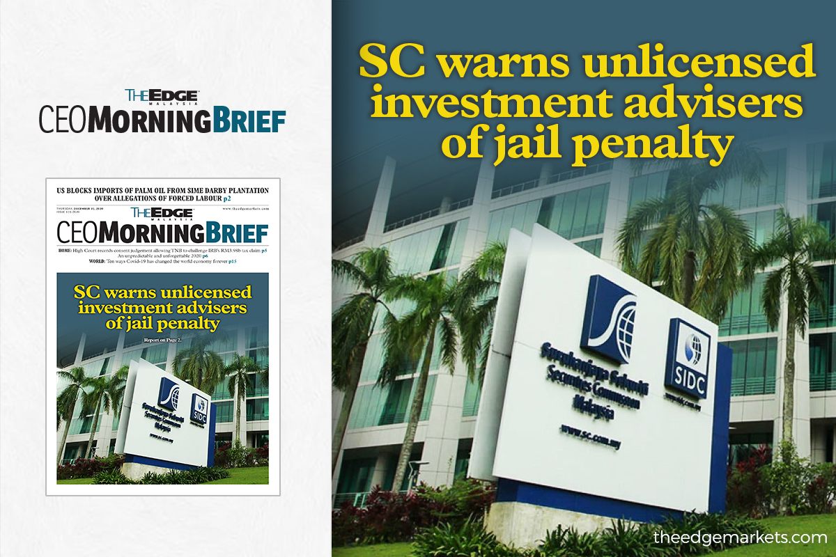 SC warns unlicensed investment advisers of jail penalty