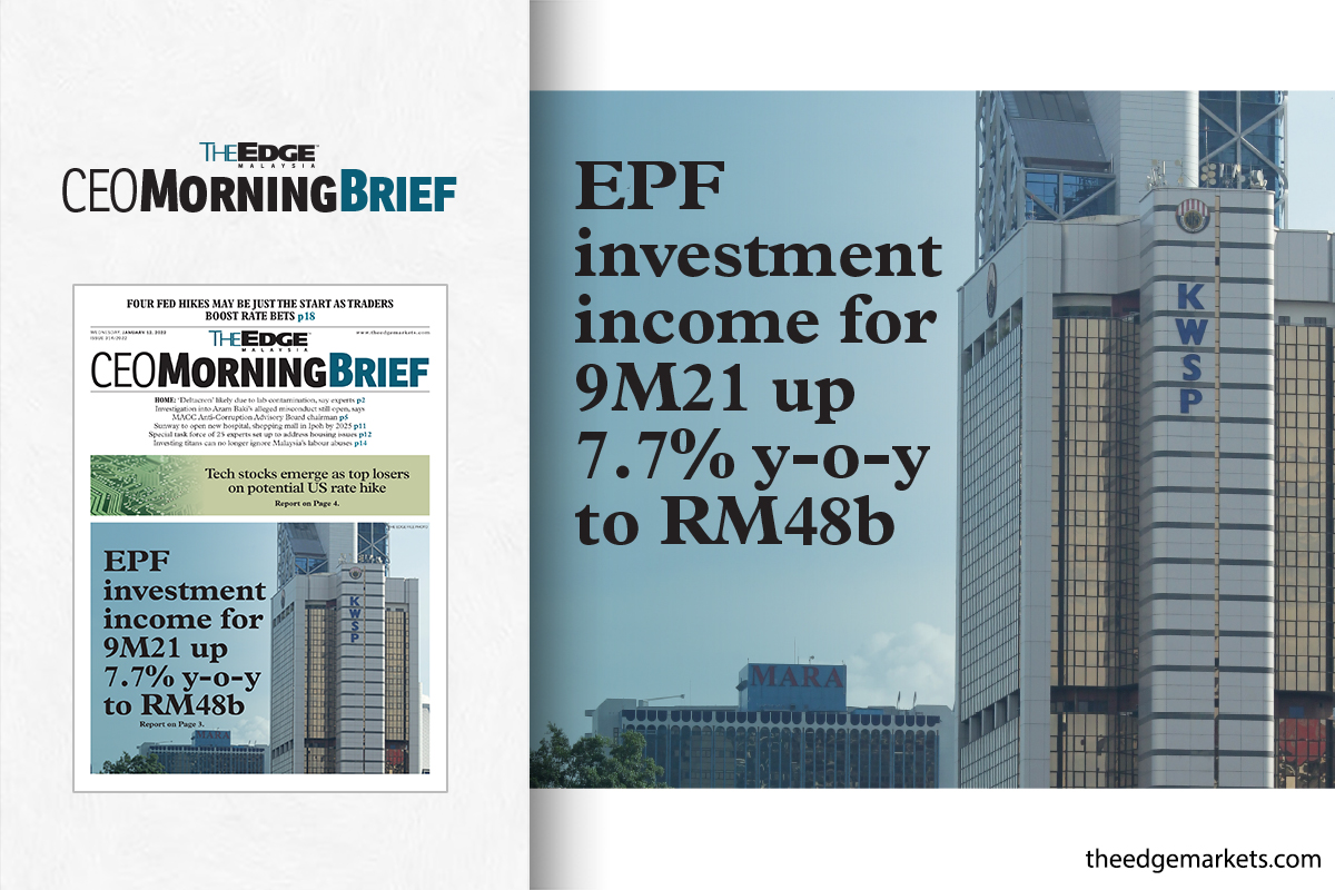 EPF investment income for 9M21 up 7.7% y-o-y to RM48b