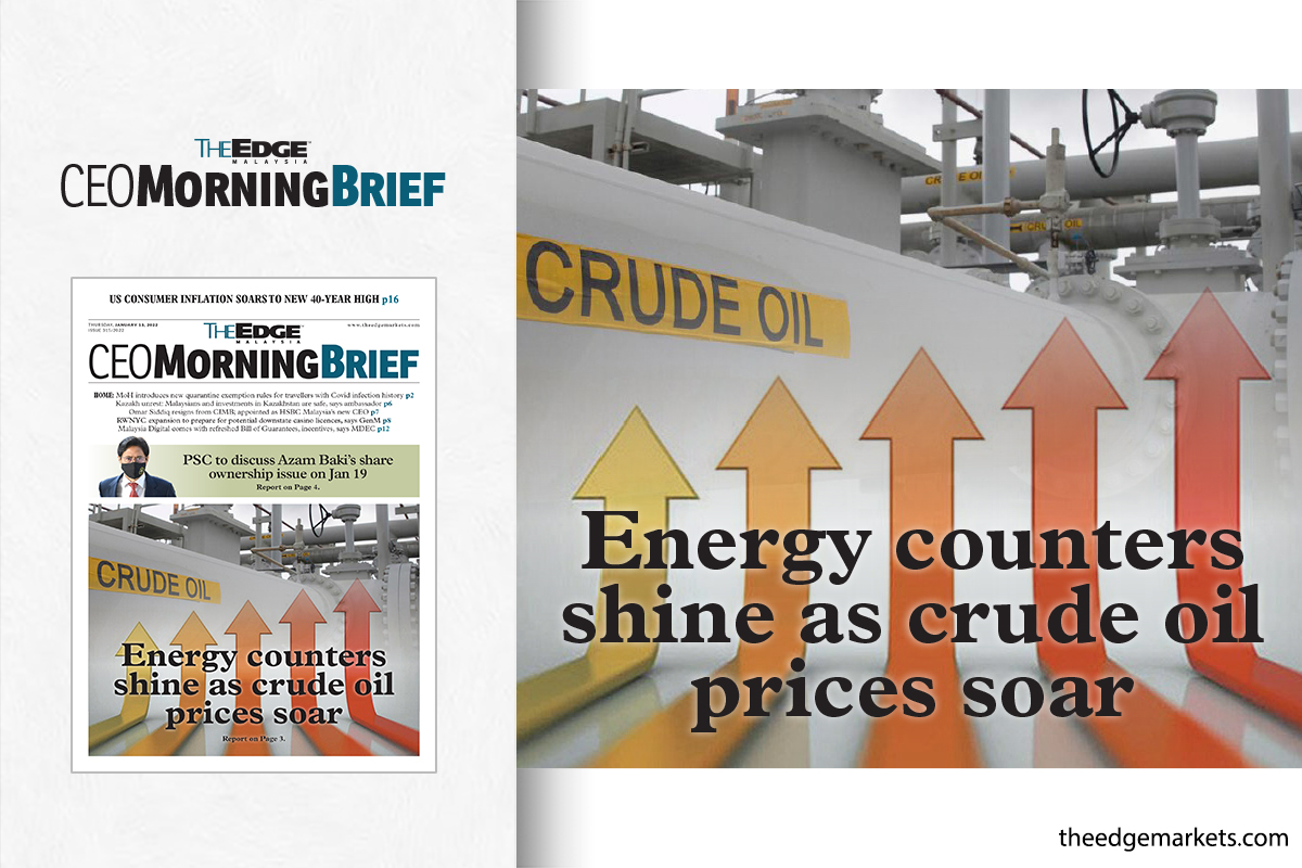 Energy counters shine as crude oil prices soar