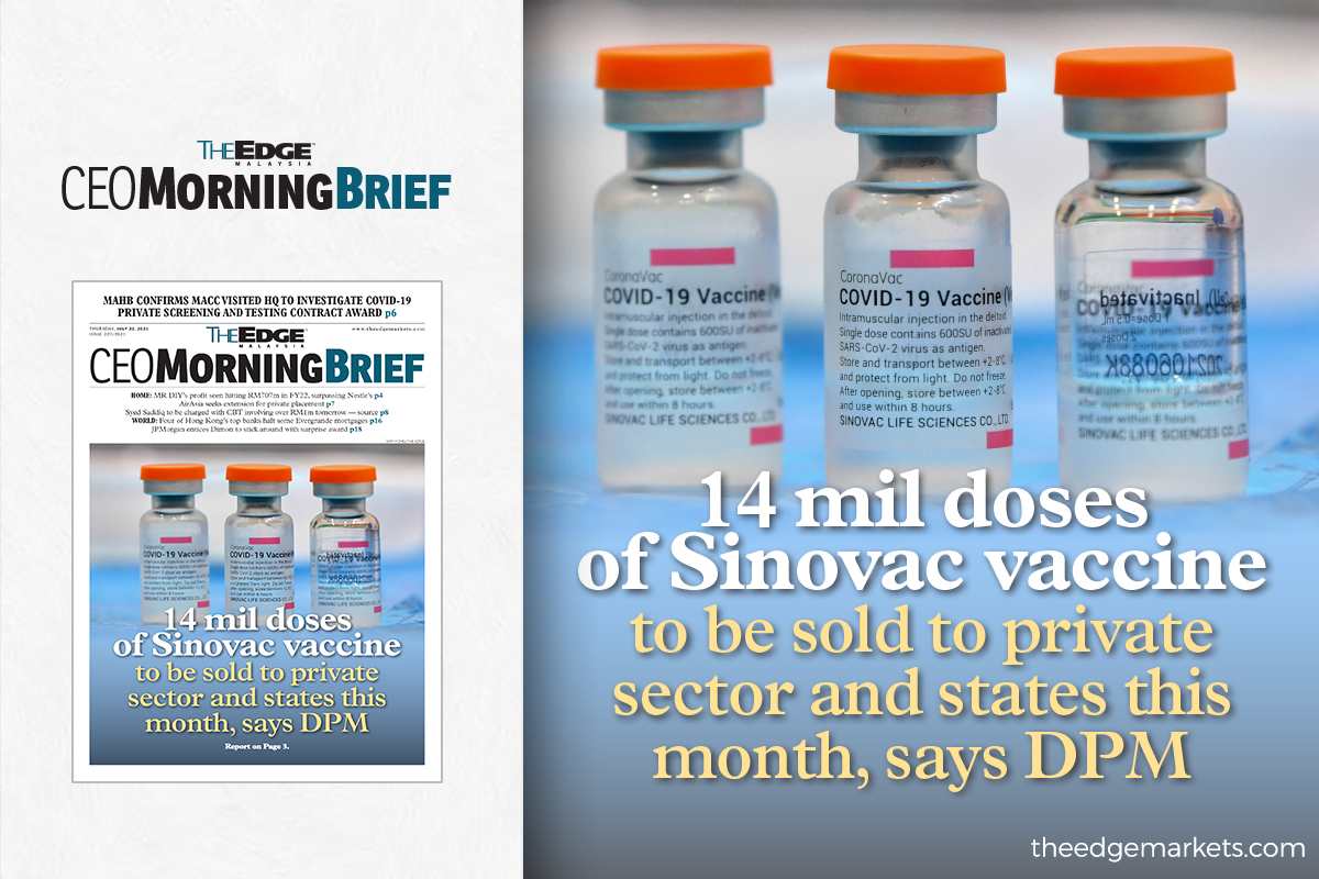 14 mil doses of Sinovac vaccine to be sold to interested states, private companies from this month, says DPM