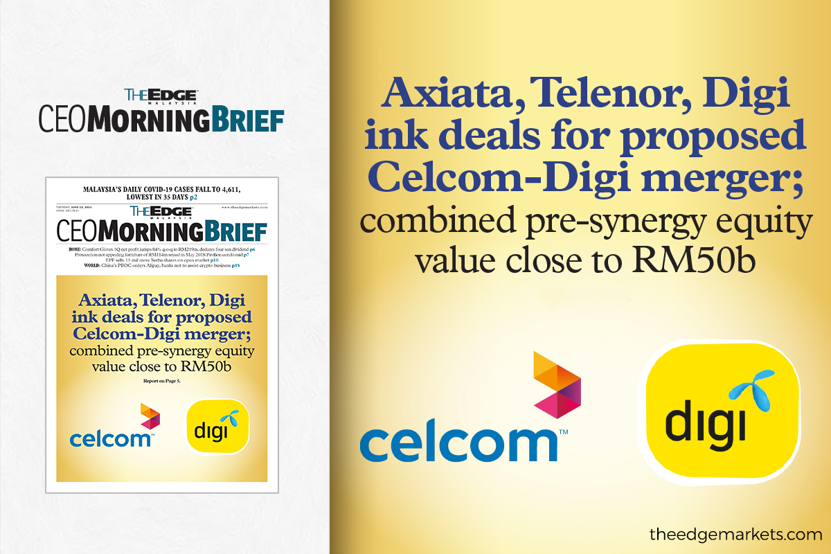 Axiata, Telenor, Digi ink deals for proposed Celcom-Digi merger; combined pre-synergy equity value close to RM50b
