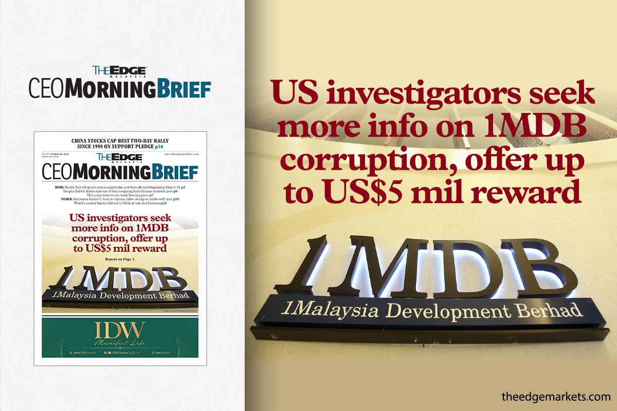 US investigators seek more info on 1MDB corruption, offer up to US$5 mil reward