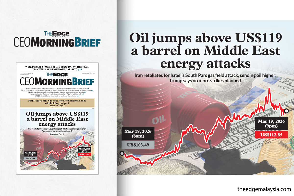 Oil jumps above US$119 a barrel on Middle East energy attacks