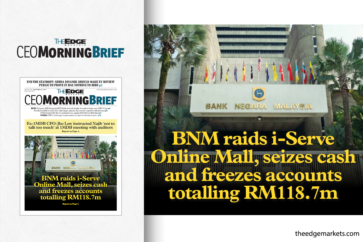 BNM raids i-Serve Online Mall, seizes cash and freezes accounts totalling RM118.7m