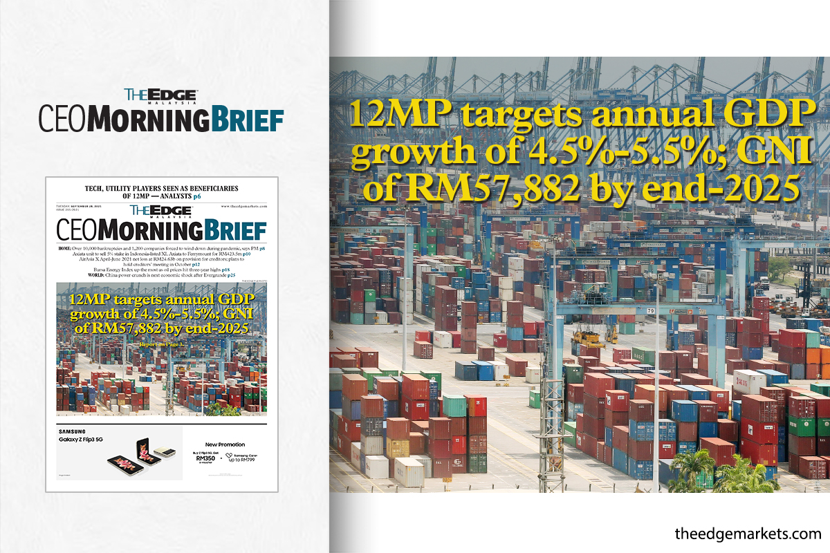 12MP targets annual GDP growth of 4.5%-5.5%; GNI of RM57,882 by end-2025
