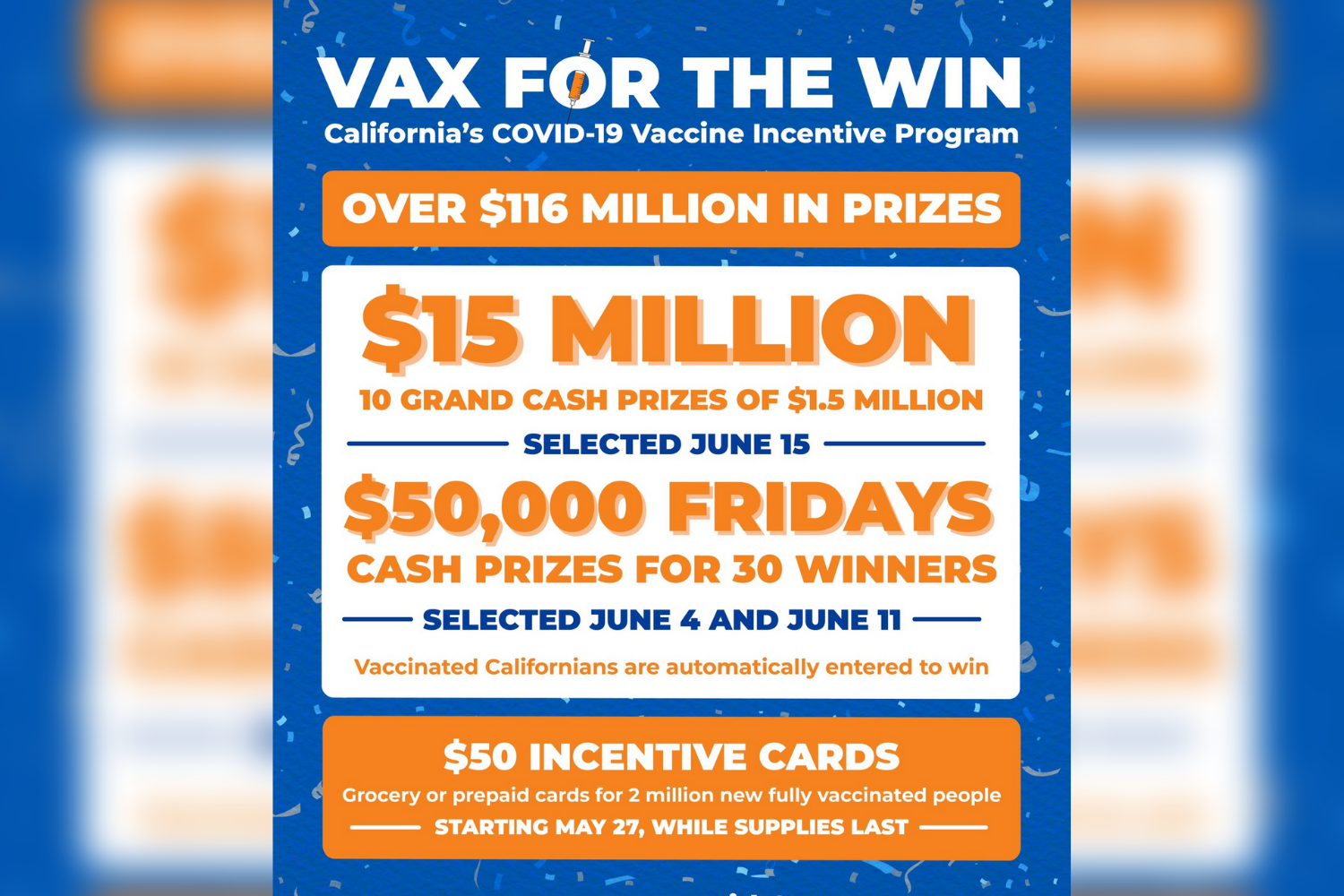 California to give US$116.5 mil in prizes for vaccinations