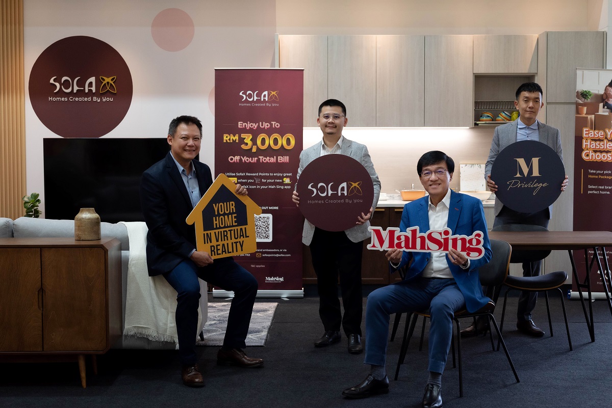 From left: SofaX chief marketing officer Brendan Lee, chief operating officer Mac Lai, Ho and Mah Sing Group head of branding and strategic marketing Bernard Yong