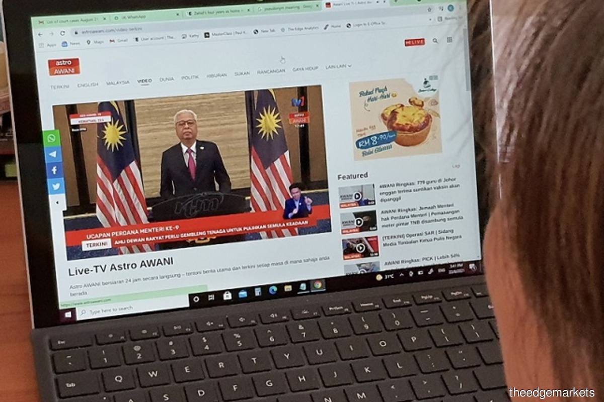 Datuk Seri Ismail Sabri Yaakob delivers his maiden speech on Sunday, Aug 22, 2021, after being appointed as Malaysia's 9th Prime Minister. (Photo by Sam Fong/The Edge)