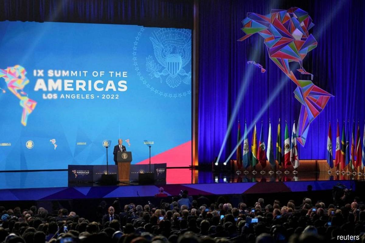 US President Joe Biden speaks during the ninth Summit of the Americas, in Los Angeles, California, US on Thursday June 9, 2022. (Photo by Lauren Justice/Reuters)
