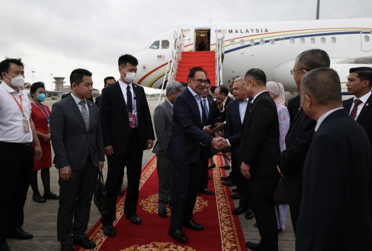 Prime Minister Datuk Seri Anwar Ibrahim arriving in Hainan island, China, on Wednesday. 