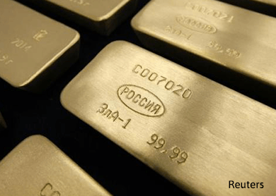 Gold up as dollar, shares fall on China worries