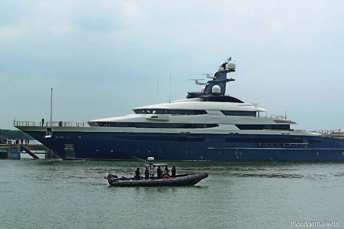 The superyacht docking at Port Klang in August 2018 after it was handed over by Indonesian authorities in waters off the Singapore Straits (Photo by Mohd Izwan Mohd Nazam/The Edge)
