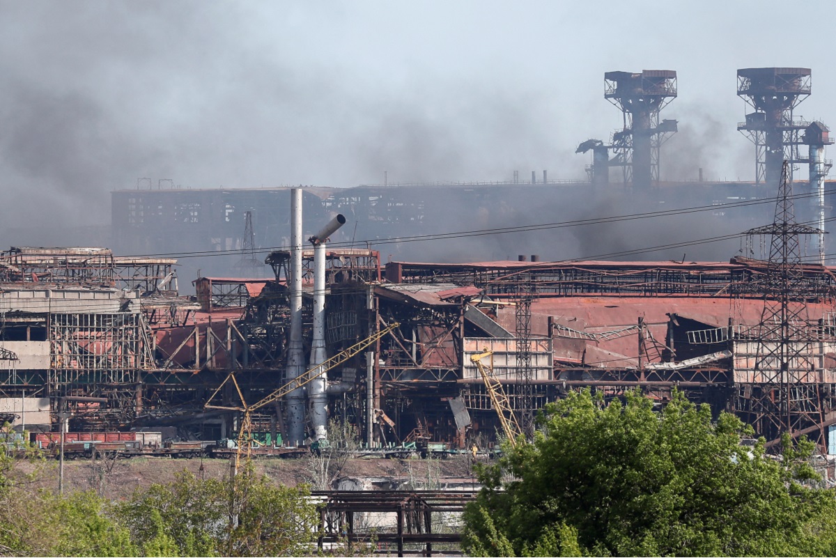 A view shows Azovstal steel mill during Ukraine-Russia conflict in the southern port city of Mariupol, Ukraine May 20, 2022. (Photo by Reuters)