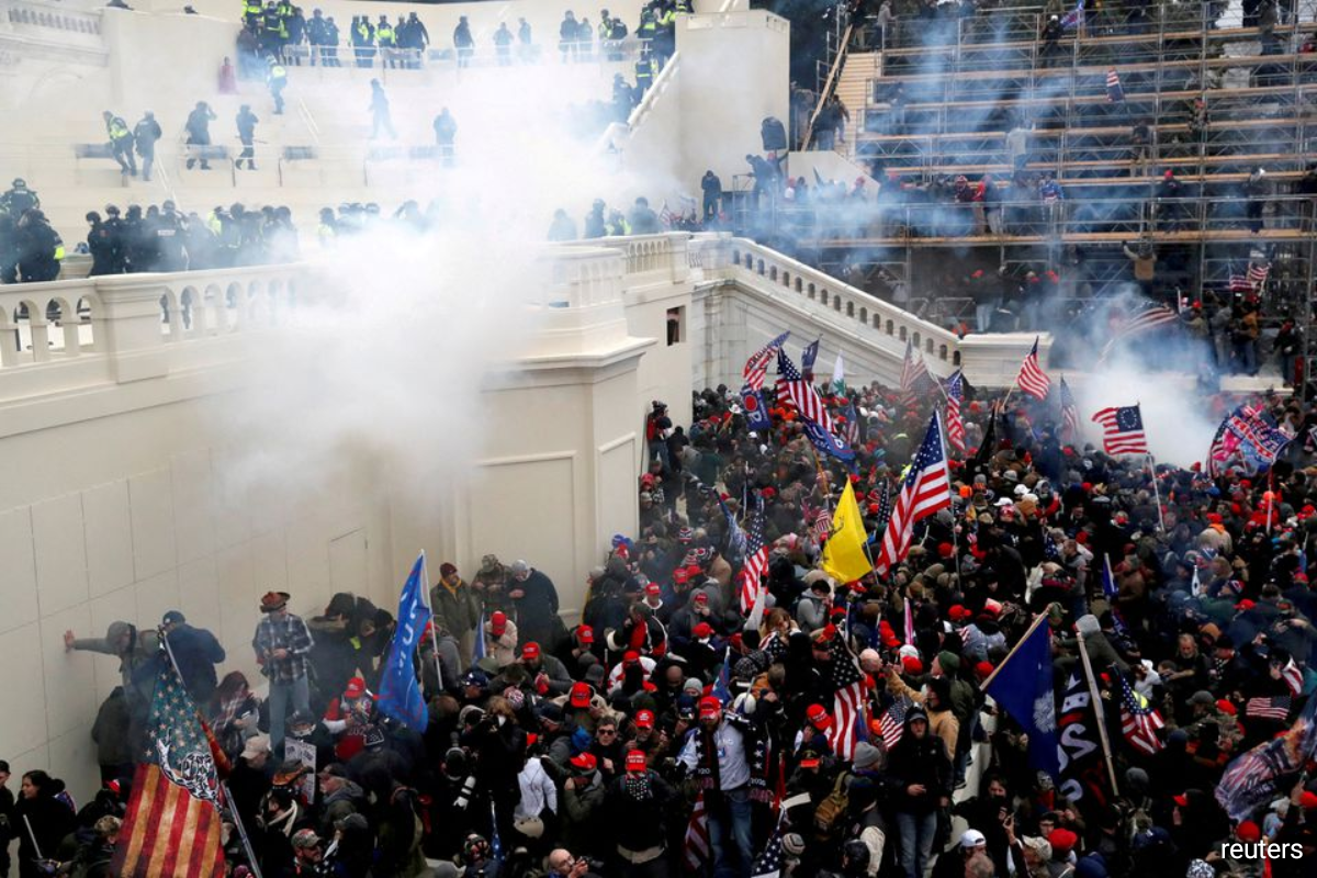 Riot at the US Capitol building on 6 January 2021.