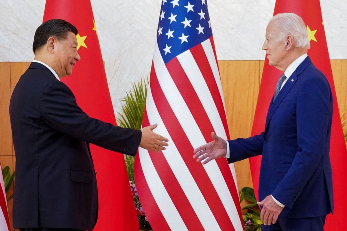 US President Joe Biden meets with Chinese President Xi Jinping on the sidelines of the G20 leaders' summit in Bali, Indonesia, Nov 14.