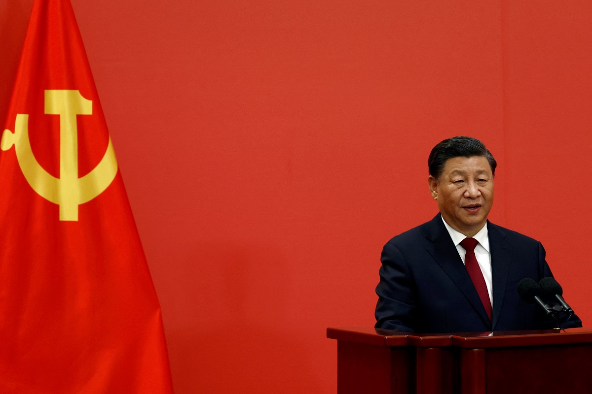 China President Xi Jinping speaking following the 20th National Congress of the Communist Party of China held at the Great Hall of the People in Beijing, China on Oct 23, 2022.